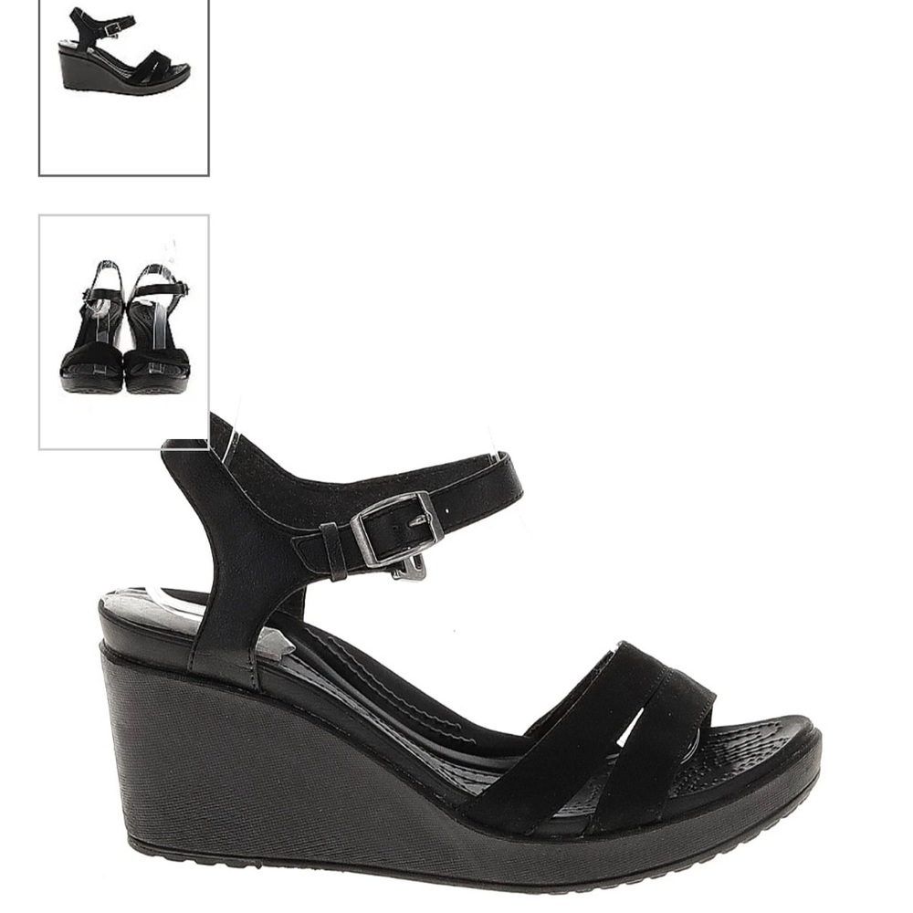 Crocs Leigh II ankle strap wedge black size 11